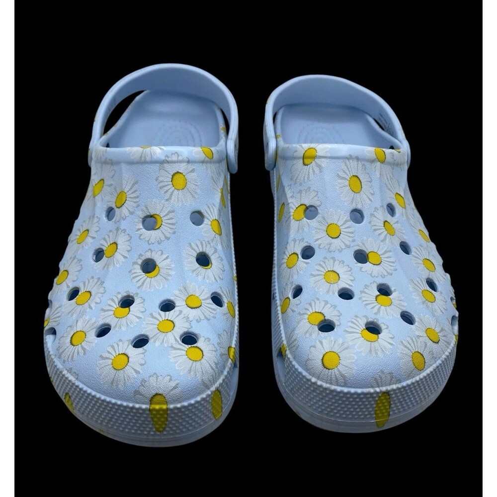 Crocs Spellout Baya Seasonal Printed Floral Daisy Clog Blue Yellow Unisex Sz M12